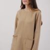 MAXI MAGLIA CON TASCHE SFRANGIATE - Gianduia, TU