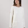MAXI MAGLIA CON TASCHE SFRANGIATE - Panna, TU