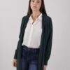 CARDIGAN CON TASCHE E COSTINE - Verde bottiglia, TU