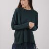 MAGLIA PARICOLLO CON FRANGE - Verde bottiglia, TU