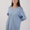 MAXI MAGLIA SCOLLO A V - Celeste, TU