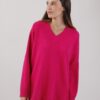 MAXI MAGLIA SCOLLO A V - Fucsia, TU