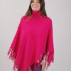 PONCHO COLLO ALTO CON FRANGE - Fucsia, TU