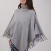 PONCHO COLLO ALTO CON FRANGE - Grigio, TU