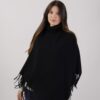 PONCHO COLLO ALTO CON FRANGE - Nero, TU