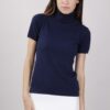 MAGLIA COLLO ALTO A MEZZE MANICHE - Blue, TU