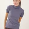 MAGLIA COLLO ALTO A MEZZE MANICHE - Grey, TU