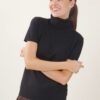 MAGLIA COLLO ALTO A MEZZE MANICHE - Black, TU