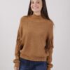 MAGLIONE COLLO ALTO CON FRANGE - Cammello, TU