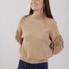 MAGLIONE COLLO ALTO CON FRANGE - Gianduia, TU