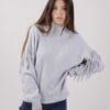 MAGLIONE COLLO ALTO CON FRANGE - Grigio, TU
