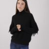 MAGLIONE COLLO ALTO CON FRANGE - Nero, TU