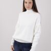 MAGLIONE COLLO ALTO CON FRANGE - Panna, TU