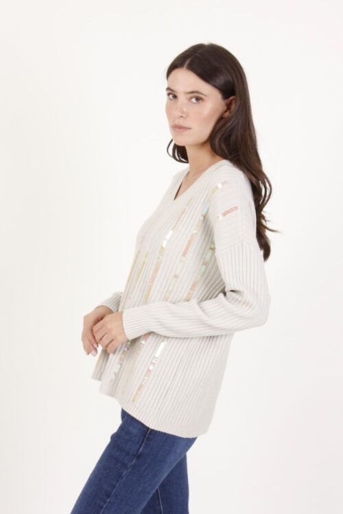 Alternative view of MAGLIA A COSTINE CON PAILLETTES