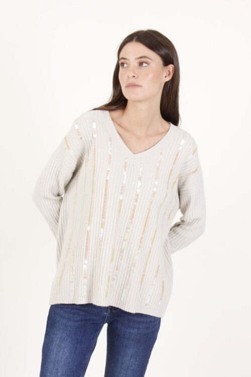 MAGLIA A COSTINE CON PAILLETTES