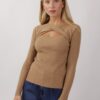 MAGLIA CUT-OUT CON INCROCIO - Cammello, TU