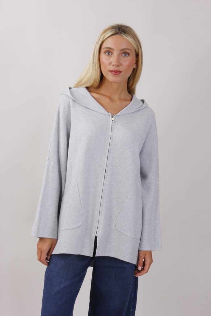 GIACCA IN MAGLIA CON ZIP - Grigio, TU 