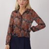 CAMICIA FANTASIA FLOREALE CON ROUCHES - Fantasia arancio, L
