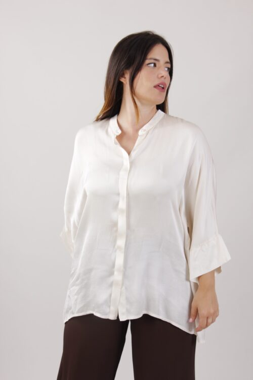CAMICIA CON COLLO ALLA COREANA IN VISCOSA