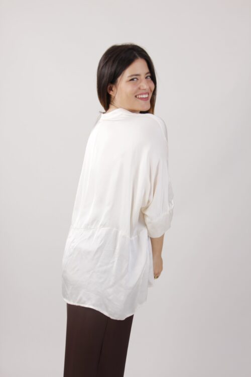 Alternative view of CAMICIA CON COLLO ALLA COREANA IN VISCOSA