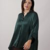 CAMICIA CON COLLO ALLA COREANA IN VISCOSA - Verde bottiglia, 2