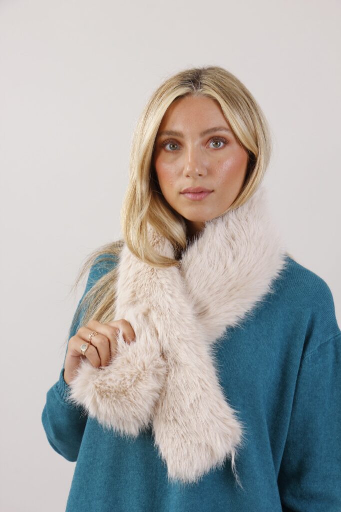 COLLO EFFETTO PELLICCIA - Beige, TU 