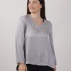 BLUSA ASIMMETRICA SCOLLO A V - Grigio, 2