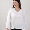 BLUSA ASIMMETRICA SCOLLO A V - Panna, 2