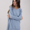 MAGLIA OVERSIZE SCOLLO A V - Celeste, TU