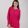 MAGLIA OVERSIZE SCOLLO A V - Fucsia, TU