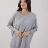 MAGLIA OVERSIZE SCOLLO A V - Grigio, TU