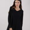 MAGLIA OVERSIZE SCOLLO A V - Nero, TU
