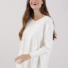 MAGLIA OVERSIZE SCOLLO A V - Panna, TU