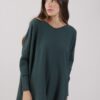 MAGLIA OVERSIZE SCOLLO A V - Verde bottiglia, TU