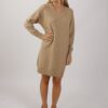 VESTITO IN MAGLIA SCOLLO A V - Gianduia, TU