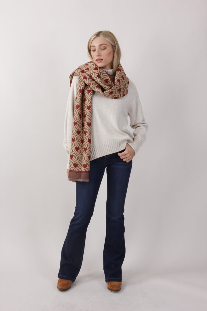 SCIARPA FANTASIA CUORI - Bordeaux, TU 