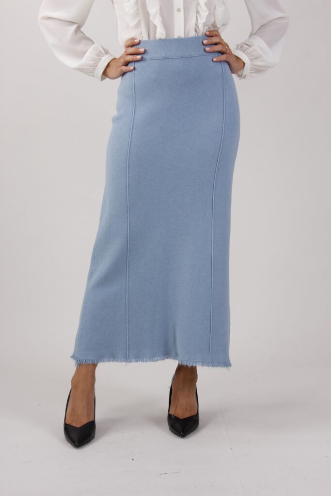 GONNA IN MAGLIA SFRANGIATA - Celeste, TU 