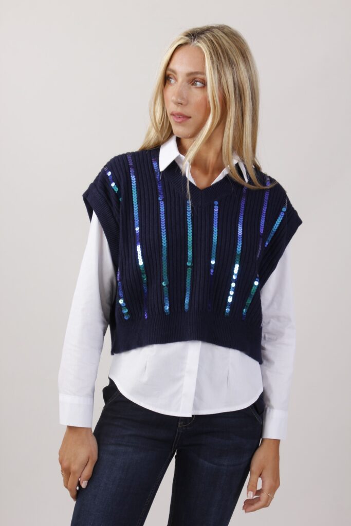 GILET CON PAILLETTES - Blu, TU 