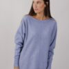 MAGLIA CON POLSINI A COSTINE - Azzurro polvere, TU