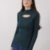 MAGLIA COLLO ALTO CUT OUT - Verde bottiglia, TU