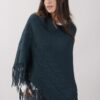 PONCHO CON MOTIVO TRECCIA - Verde bottiglia, TU