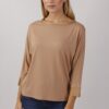 MAGLIA IN VISCOSA CON DETTAGLI IN RASO - Cammello, TU