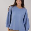 MAGLIA CON MANICHE A SBUFFO 3/4 - Celeste, TU