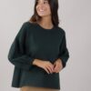MAGLIA CON MANICHE A SBUFFO 3/4 - Verde bottiglia, TU
