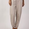 PANTALONI IN ECOPELLE CON POLSINI - Beige, M