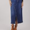 GONNA IN DENIM SFRANGIATA - Blu-jeans, M