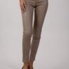 PANTALONE CINQUE TASCHE EFFETTO PELLE - Fango, M