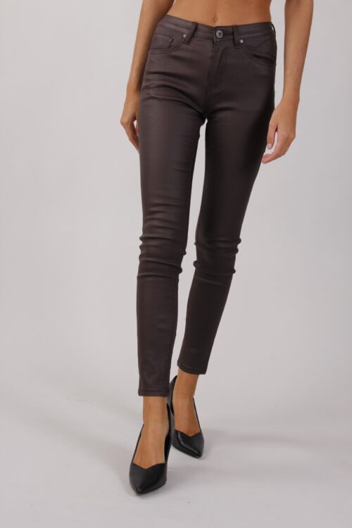 PANTALONE CINQUE TASCHE EFFETTO PELLE - Moor, S