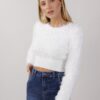 MAGLIA CROP EFFETTO PELO - Cream, TU