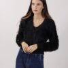 CARDIGAN EFFETTO PELO CON BOTTONI - Nero, TU